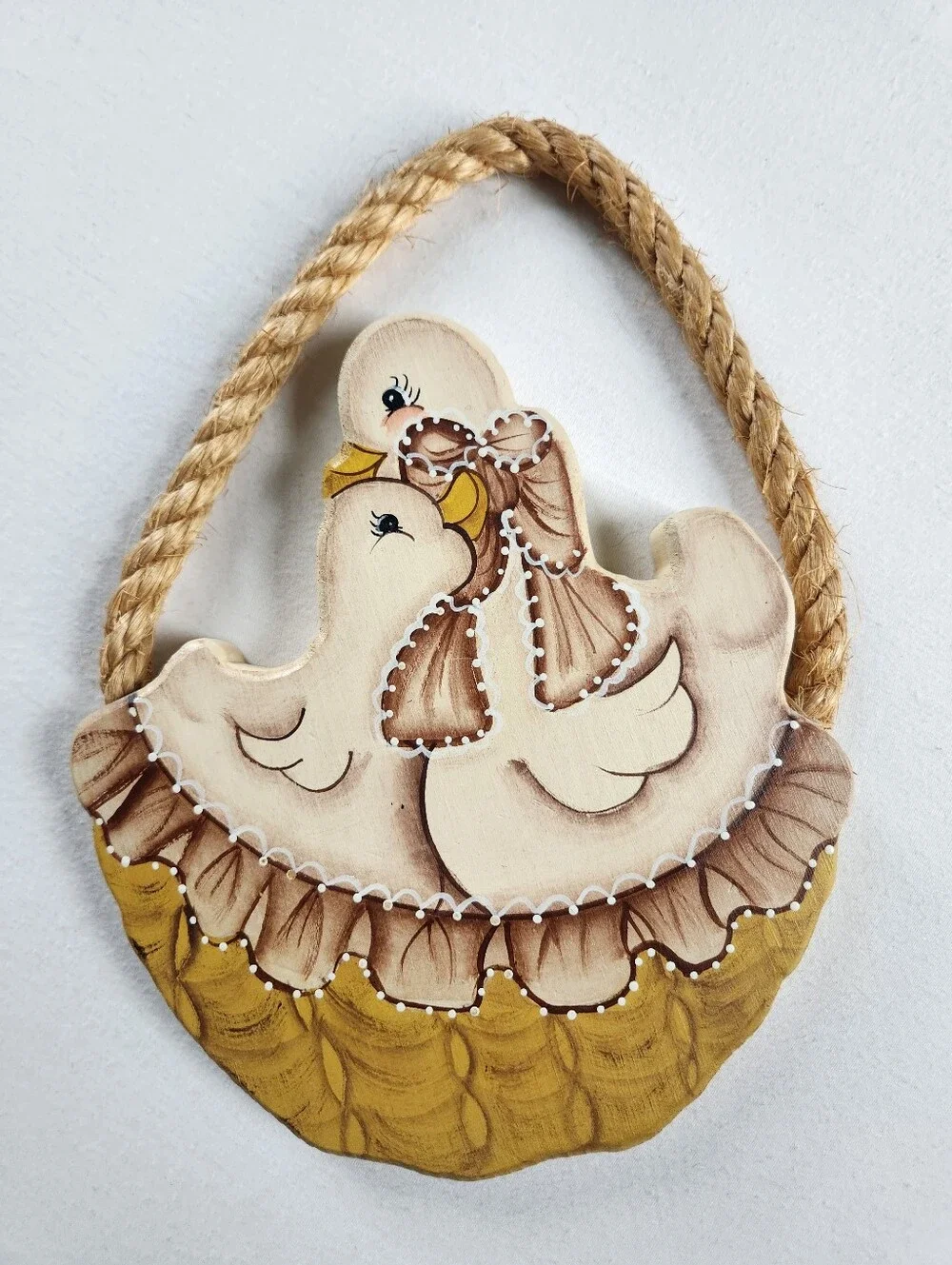 Vintage Cottagecore Handpainted Goose Duck Folk Art Décor